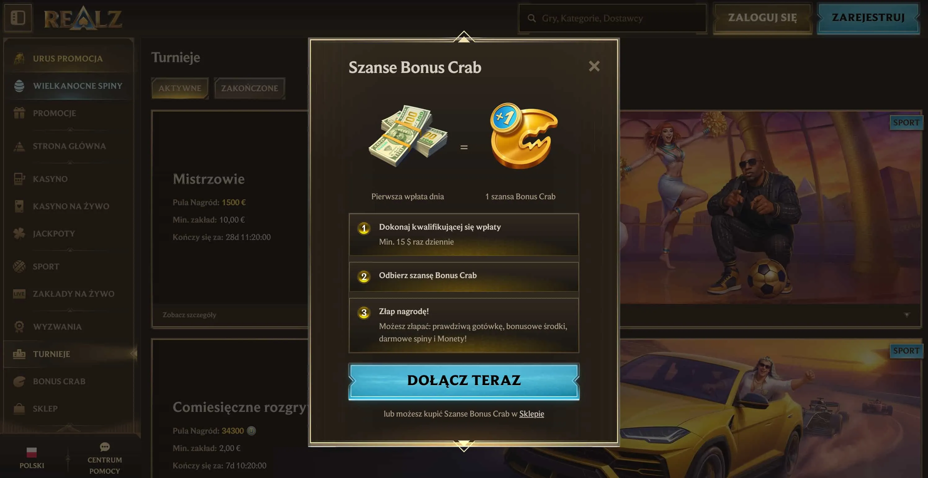 Bonus powitalny Realz Casino i inne nagrody Bonus powitalny Realz Casino i inne nagrody